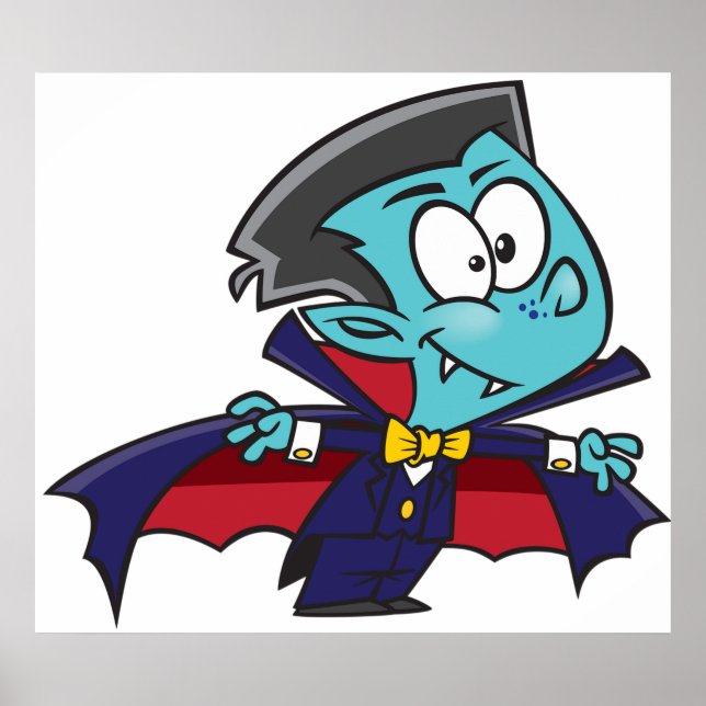 Affiche Blue Vampire Boy with Cape Cute Dracula (Devant)