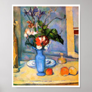Affiche Blue Vase Flowers, Paul Cezanne
