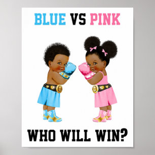 Affiche Blue Vs Pink Qui Gagnera Le Thème De Boxe Genre Ré