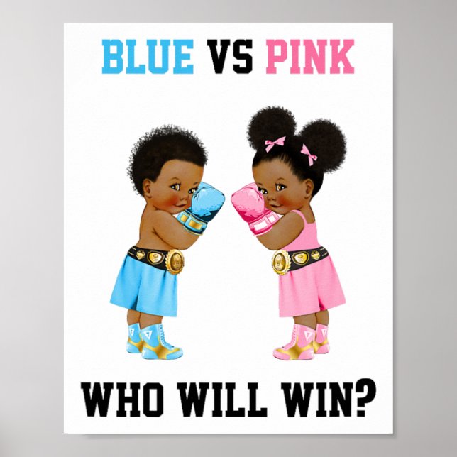Affiche Blue Vs Pink Qui Gagnera Le Thème De Boxe Genre Ré (Devant)