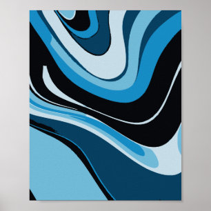 Affiche Blue Waves Art Abstrait