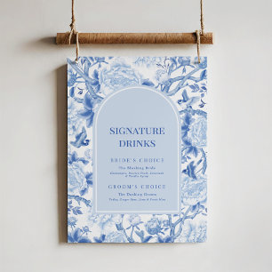 Affiche Blue White Chinoiserie Mariage Signature Boissons