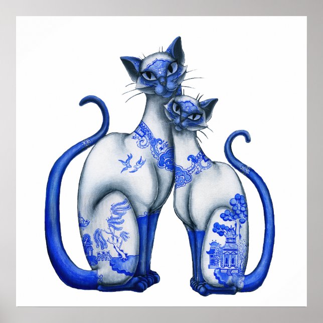 Affiche Blue Willow Siamese Cats (Devant)