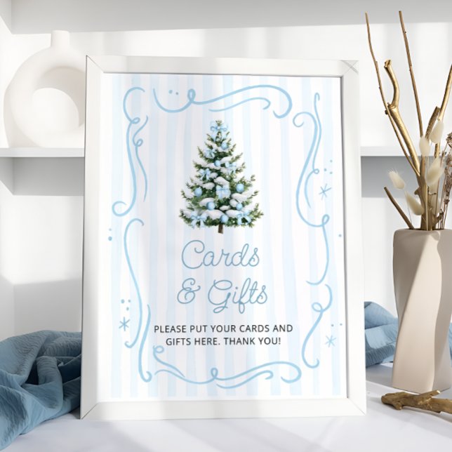 Affiche Blue Winter Christmas Baby Shower Cards and Gifts (Créateur téléchargé)
