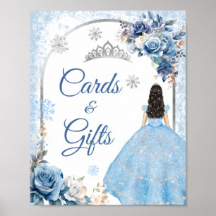 Affiche Blue Winter Snowflake Mis Quince Cartes et Cadeaux