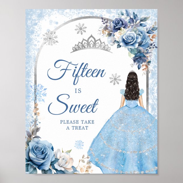 Affiche Blue Winter Snowflake Mis Quince Quinze est doux (Devant)