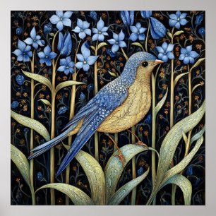 Affiche Bluebell Bird Peinture Art Imprimer