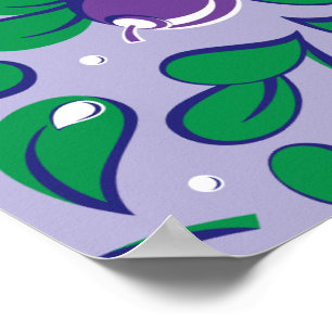 Affiche Blueberries pattern (on lilac background)