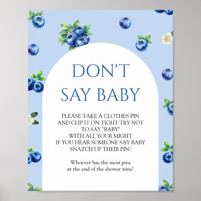 Affiche Blueberry Baby Shower Don't Say Baby Game  (Devant)