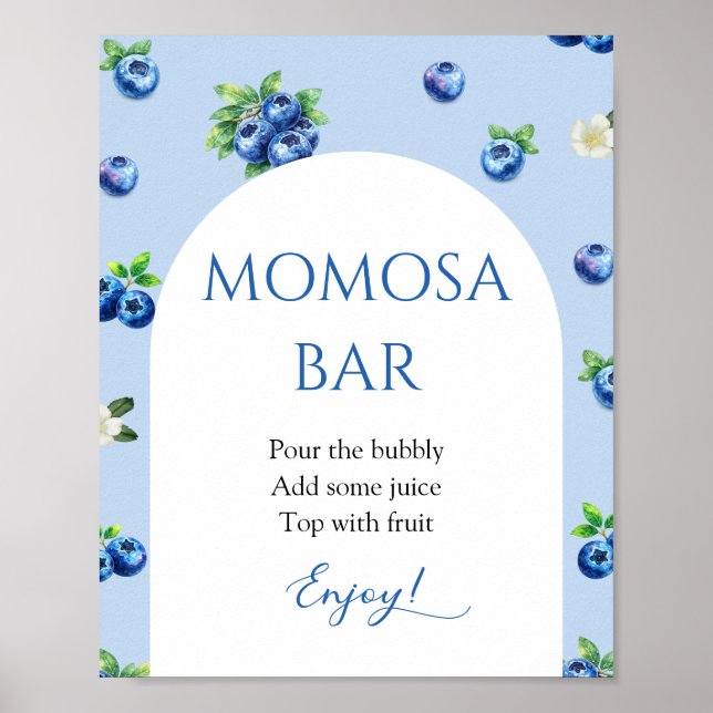 Affiche Blueberry Baby Shower Momosa Bar  (Devant)