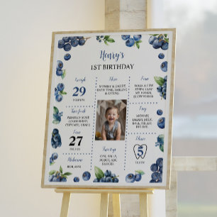 Affiche Blueberry Sweet 1er Anniversaire Jalon de fête
