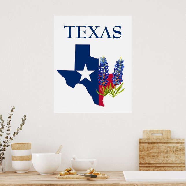 Affiche Bluebonnets Texas State Flowers Lupine Watercolor (Cuisine)