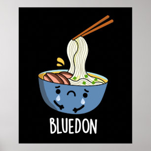 Affiche Bluedon Drôle Udon Pun Fond sombre
