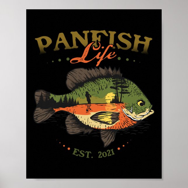 Affiche Bluegill Poisson Panfish Vie Est 2021 Pêche Pêcheu (Devant)