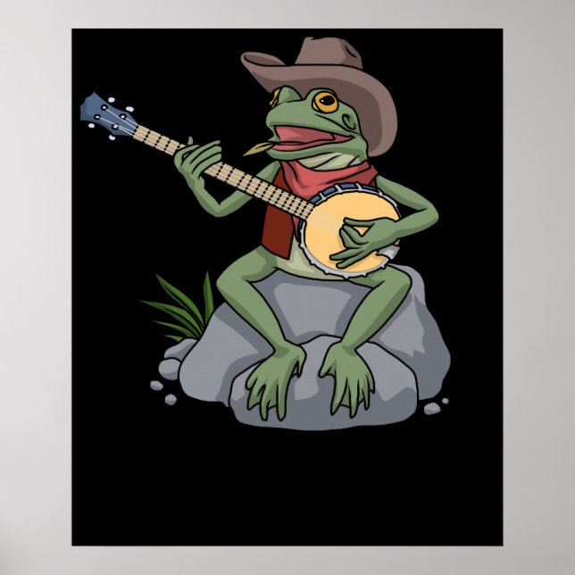 Affiche Bluegrass Banjo Frog Pays Musique Cadeau Banjo (Devant)