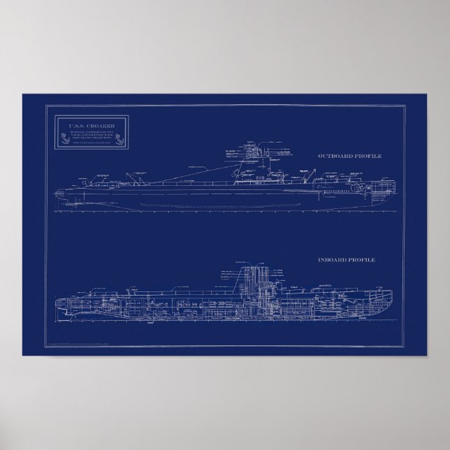 Affiche Blueprint of Submarine U.S.S. Croaker (Devant)