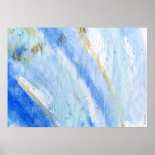 Affiche Blues 007 Aquarelle Abstraite Papier texturé