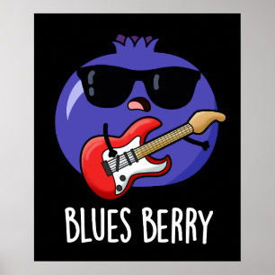 Affiche Blues Berry Funny Fruit Pun Dark BG