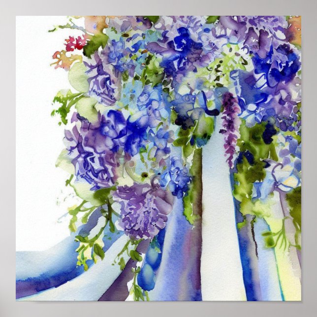 Affiche Blues Vibrant, Bouquet en cascade nuptiale 1, (Devant)