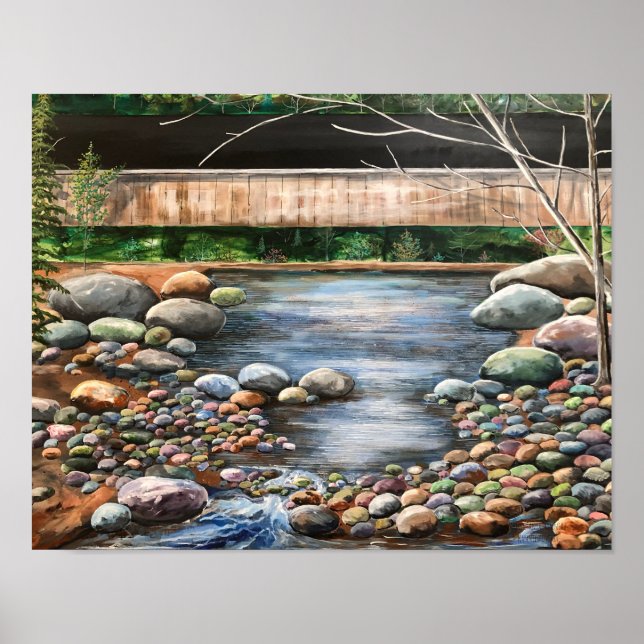 Affiche Blues vintages et tons terre PAYSAGE acrylique (Devant)