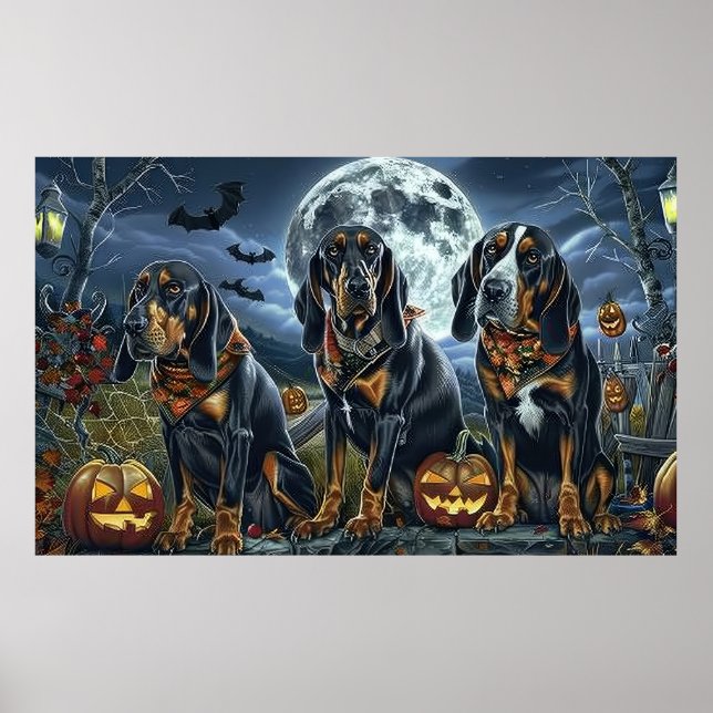 Affiche Bluetick Coonhound Halloween Épouvantable (Devant)
