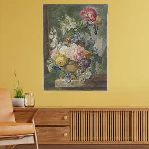 Affiche Blumenstrauß in einer Vase mit Vogelnest