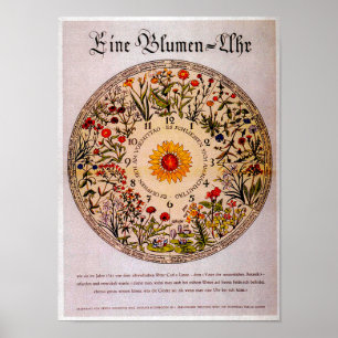 Affiche Blumenuhr Flower Horloge Art Vintage