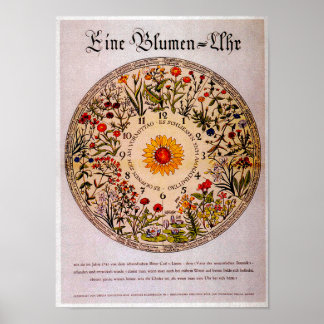 Affiche Blumenuhr Flower Horloge Art Vintage