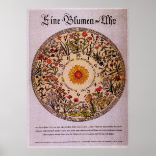 Affiche Blumenuhr Flower Horloge Art Vintage