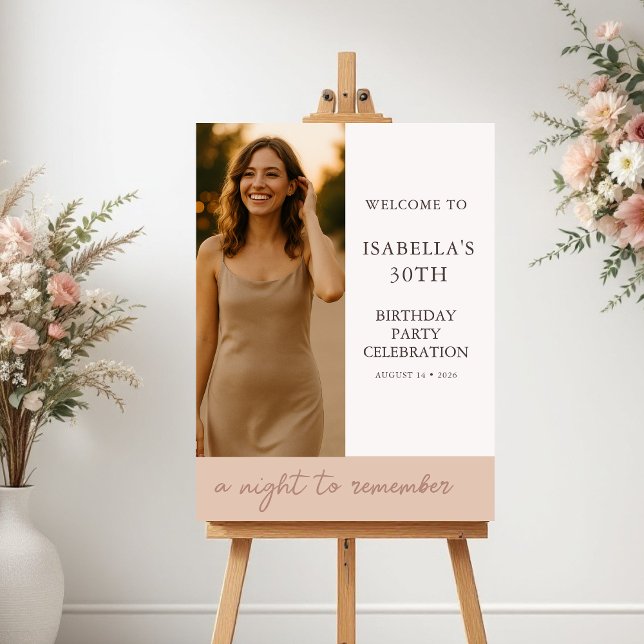 Affiche Blush Birthday Party Photo Welcome (Créateur téléchargé)