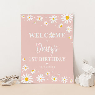 Affiche Blush Boho Daisy Floral Girl 1er anniversaire Bien