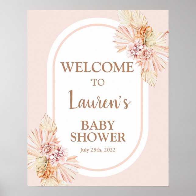 Affiche Blush Boho Desert Baby shower Girl Panneau de bien (Devant)