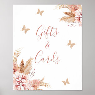 Affiche Blush Boho Floral Butterfly Kisses Baby Sign