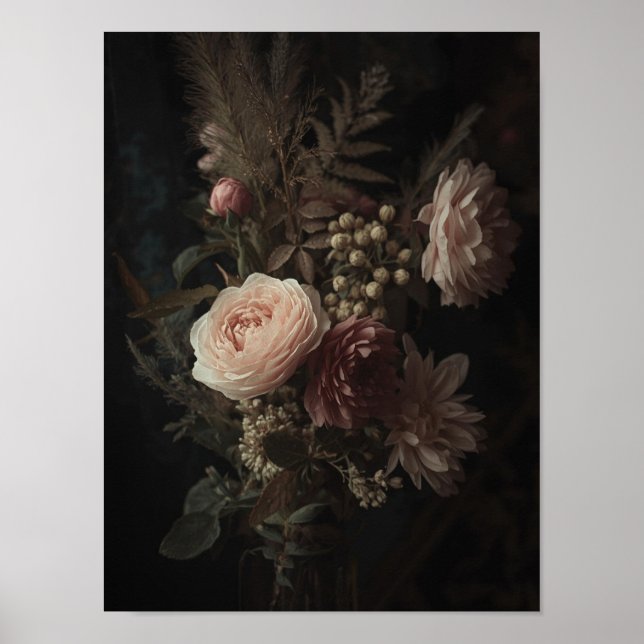Affiche Blush Bouquet Vintage Floral Study (Devant)