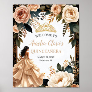 Affiche Blush Champagne Ivory Floral Princess Quinceanera