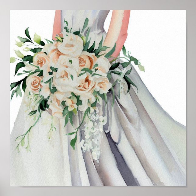 Affiche Blush classique, Bouquet en cascade nuptiale 1, (Devant)