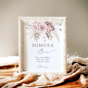 Affiche Blush Dusty Rose Floral Mimosa Bar