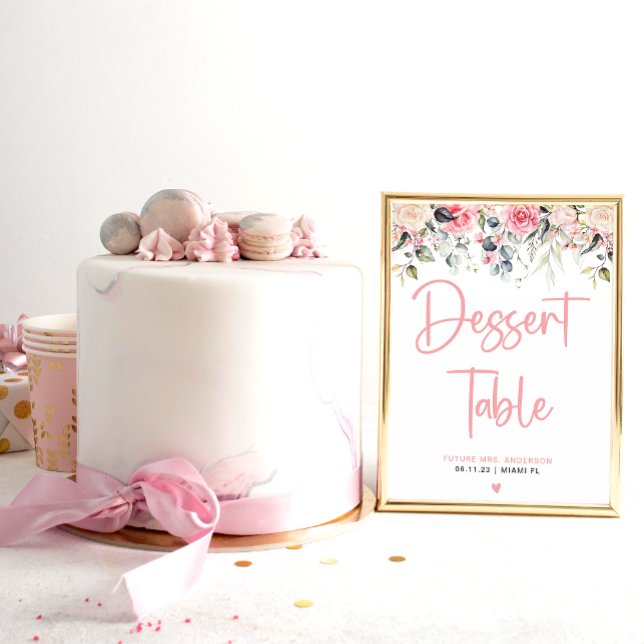 Affiche Blush Floral | Enseigne de dessert de mariage à l' (Créateur téléchargé)