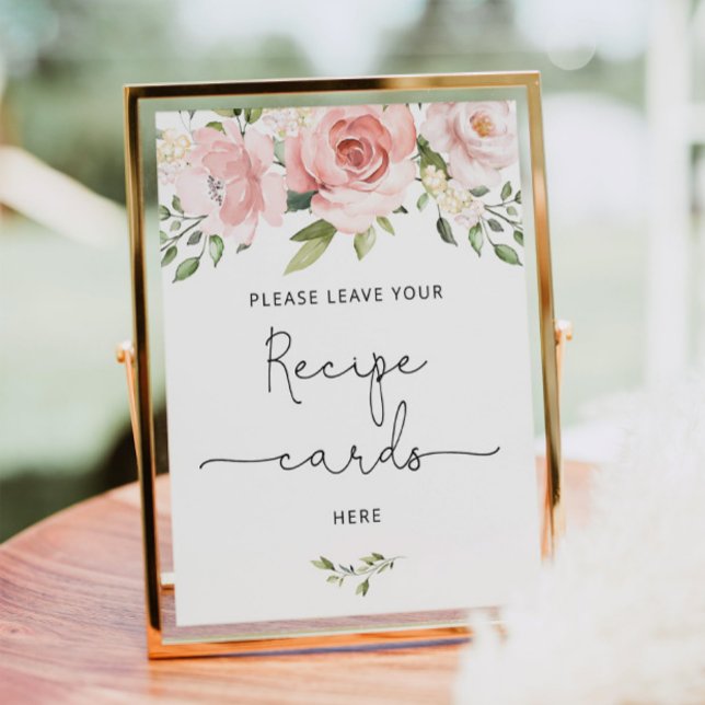 Affiche Blush floral laissez votre carte de recett (Créateur téléchargé)