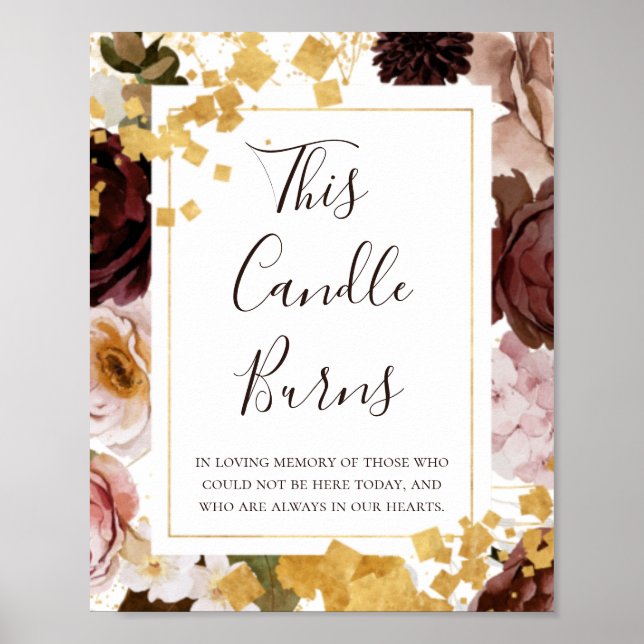 Affiche Blush Floral Moderne | Ce panneau lumineux à bougi (Devant)