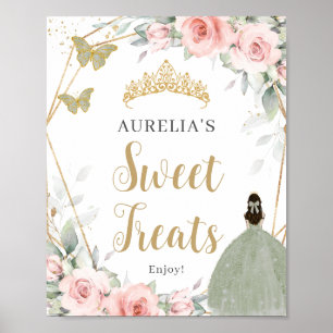 Affiche Blush Floral Sage Green Quinceanera Sweet Traiteme