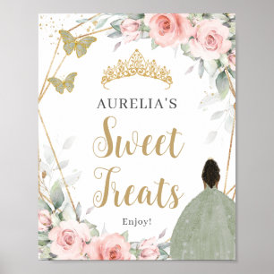 Affiche Blush Floral Sage Green Quinceanera Sweet Traiteme