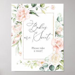Affiche Blush Florals Les bébés sont doux Treat Sign