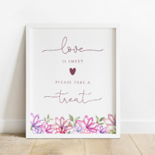 Affiche Blush Florals Love is Sweet Treat Sign