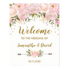 Blush Gold Floral Wedding Welcome Sign Chic