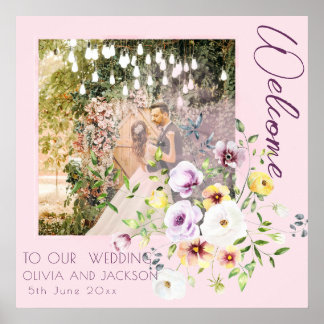 Affiche Blush Lavande Fleurs Violettes Mariage Bienvenue R