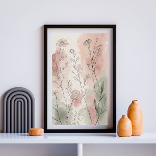 Affiche Blush Meadow Botanicals Ligne de fleurs sauvages