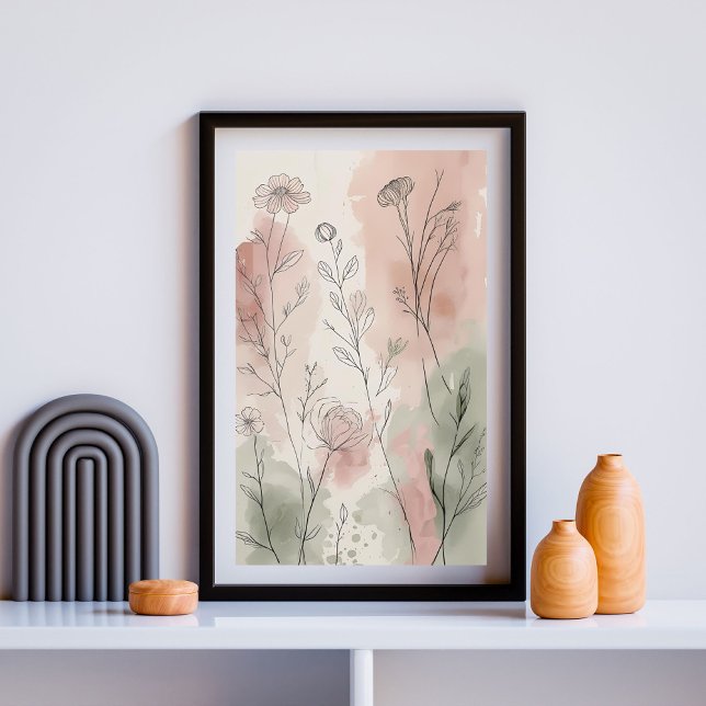 Affiche Blush Meadow Botanicals | Ligne de fleurs sauvages (Créateur téléchargé)