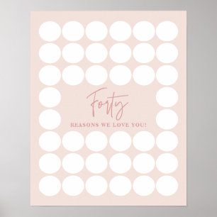 Affiche Blush Pink 40 Raisons Nous Vous Aimons Cadeau Anni