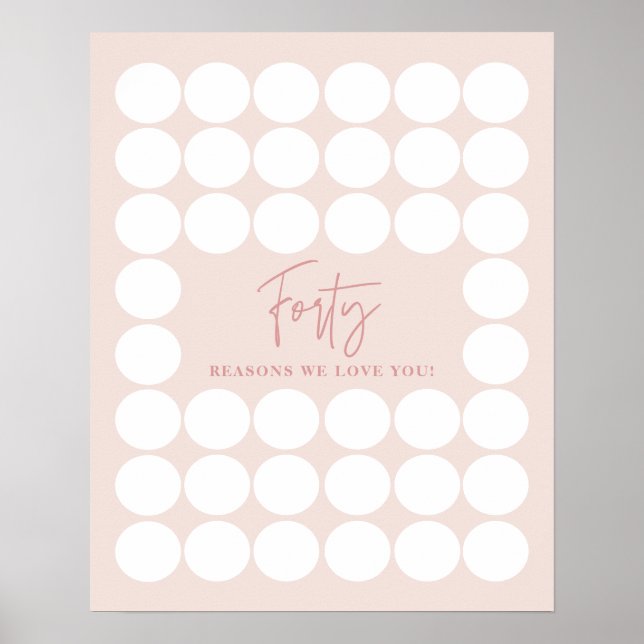 Affiche Blush Pink 40 Raisons Nous Vous Aimons Cadeau Anni (Devant)
